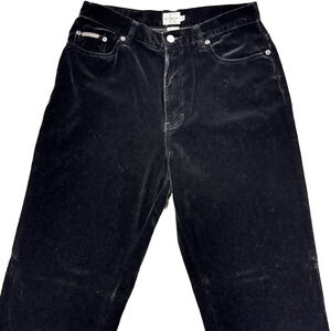 Vintage Calvin Klein‎ Velvet Pants Women's Size 8 Black Crushed Straight Y2K 90s